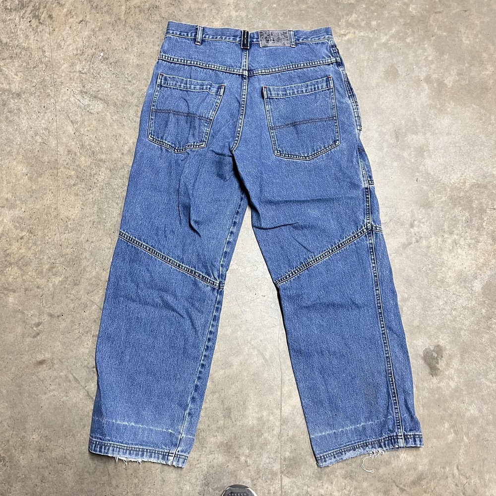 Vintage Y2K Jeans Baggy 33x30 Blue Denim Cargo Oversized JNCO Style Skate Widele - Picture 6 of 6